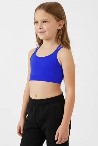 Vista 4 de Kurve Brasier corto elástico sin costuras en la espalda para niña, fabricado en Estados Unidos