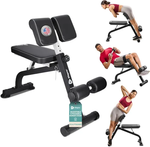 Vista 10 de Lifepro SculptTrainer Roman Chair – Hyperextension Bench for Strength Training – Adjustable Back Extension Machine, Ab Bench & Foldable Sit-Up Bench