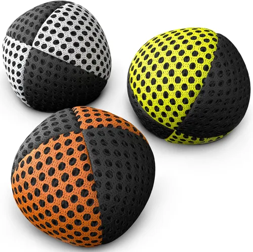 Vista 13 de speevers Juego de 3 pelotas de malabarismo para principiantes y profesionales, 14 colores disponibles, 2 capas de red y estuche de transporte, bolas