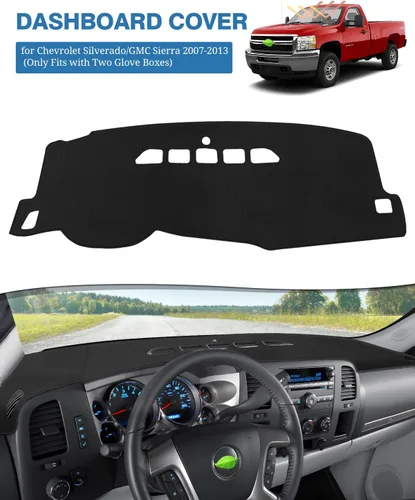Vista 2 de FIILINES - Cubierta para tablero, accesorio para tablero de malla antideslizante, parasol sin reflejos, compatible con Chevrolet Silverado/GMC