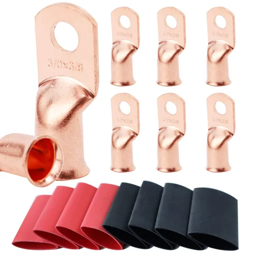 Vista 33 de TKDMR - Kit de 264 piezas de extremos de cable de batería, 132 piezas de terminales de anillo de lengüetas de cable de cobre resistentes AWG 8 6 4 2