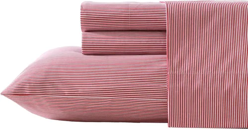 Vista 18 de Nautica - Sábanas, juego de ropa de cama de percal de algodón con funda de almohada a juego, vigorizante y fresco, bolsillo profundo