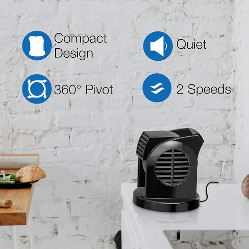 Vista 3 de Lasko MyCool D301 Mini ventilador de escritorio USB con cable USB de 40 pulgadas y adaptador de CA adicional - Pequeño ventilador personal portátil