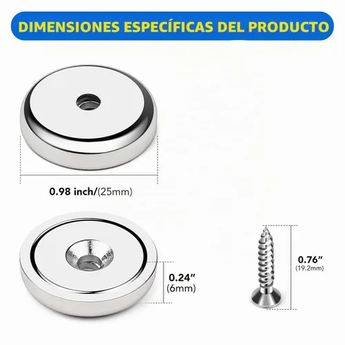 Vista 3 de DIYMAG Imanes con agujero avellanado, 0.78 pulgadas, 40 libras, paquete