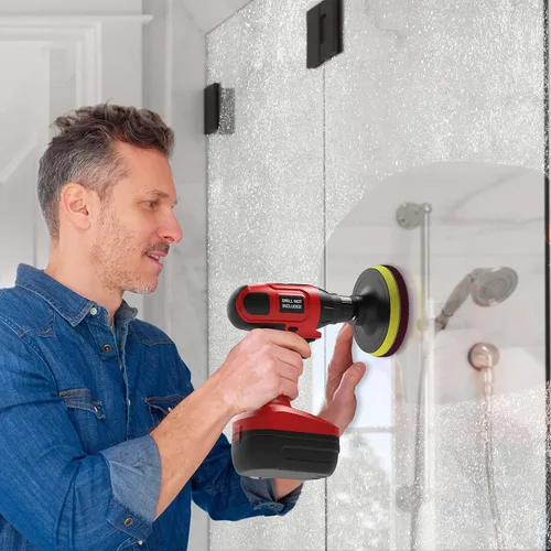 Vista 4 de SCRUBIT Cepillo de taladro de limpieza eléctrica – Limpiador de tinas y azulejos de alta resistencia – Kit de cepillo de taladro incluye accesorio