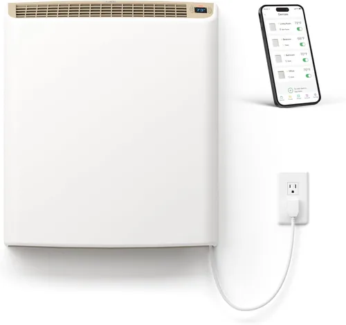 Smart EnviMAX - Calentador eléctrico de pared enchufable Wi-Fi de 1000 W, calentadores inteligentes de eficiencia energética para habitaciones