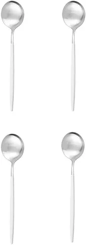 Vista 22 de Gugrida Cuchara de té mate, cubiertos de acero inoxidable para café, vajilla pequeña agitadora de 5.11 pulgadas, color negro