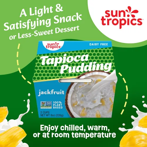 Vista 2 de Sun Tropics Pudín de tapioca, fruta de yaca, pudín vegano, sin lácteos, sin gluten, sin OMG, listos para comer, 8.0 onzas (paquete de 6)