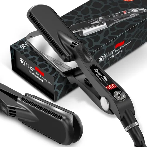 Vista 2 de Ritter Professional - Sistema de transformación de cabello húmedo a seco de grado de salón, tecnología MCH de 480 °F, titanio acabado espejo, placas