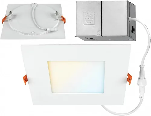 Vista 13 de ASD Paquete de 1 iluminación LED empotrable cuadrada de 4 pulgadas con parte trasera redonda, 5CCT 2700K-5000K CRI90+, luces de techo ultrafinas