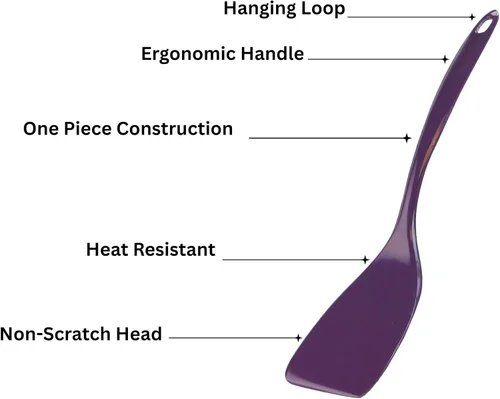 Vista 6 de Reston Lloyd - Espátula para sartenes antiadherentes, resistente al calor, aleta, sin BPA, utensilio de melamina con mango ergonómico de 11 Negro