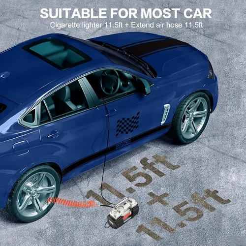 Vista 5 de GSPSCN Inflado 6 veces más rápido, bomba de compresor de aire portátil, doble cilindro, inflador de neumáticos resistente con luz LED, bomba de aire