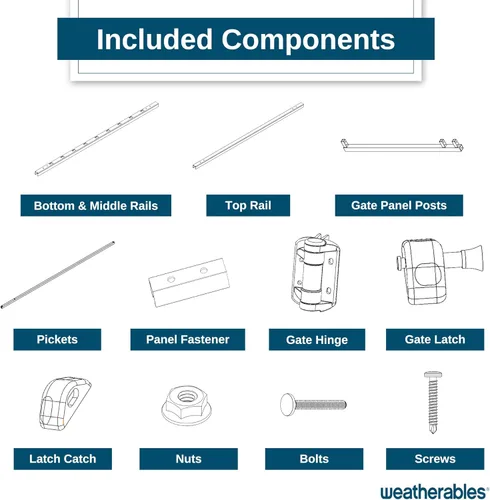Vista 5 de Weatherables Livingston Kit de puerta de aluminio – Kit de bricolaje para valla de patio trasero y jardín, fabricado con aluminio duradero