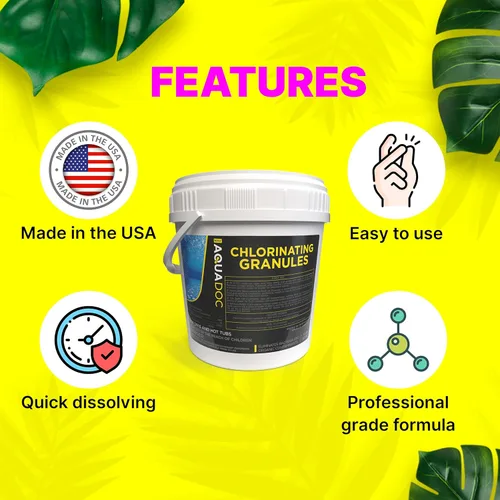 Vista 5 de MAV AquaDoc Pool Shock - Tratamiento de choque de cloro oxidante de acción súper rápida para piscinas enterradas y sobre el suelo, gránulos blancos