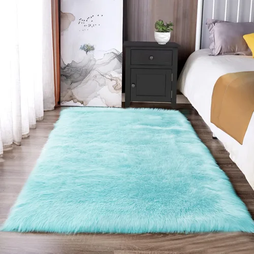 Vista 84 de Latepis - Alfombra rectangular de piel sintética tipo lana de oveja suave y esponjosa de estilo bohemio para sala de estar, dormitorio y residencias
