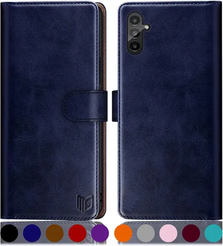 Vista 16 de SUANPOT Funda tipo cartera para Samsung Galaxy A14 5G con bloqueo RFID, tarjetero de crédito, funda protectora de piel sintética con tapa para Negro