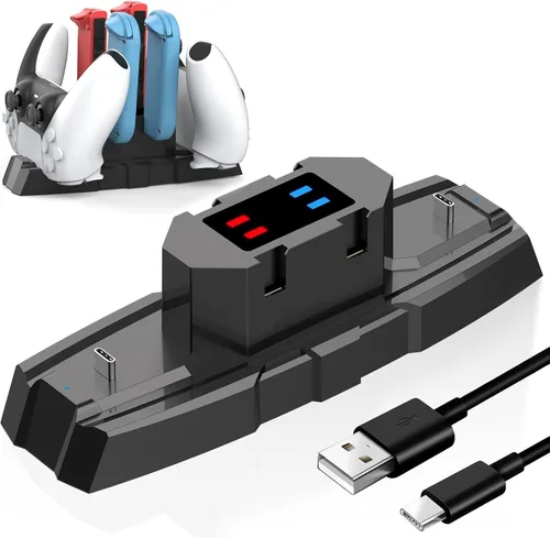 Estación de carga para controlador de interruptor para Nintendo Switch y OLED, base de carga profesional para JoyCon/Pro/controlador PS5/Xbox,