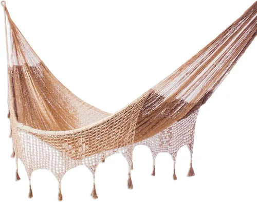 NOVICA - Hamaca artesanal hecha a mano con filigrana de cobre, color marrón mexicano