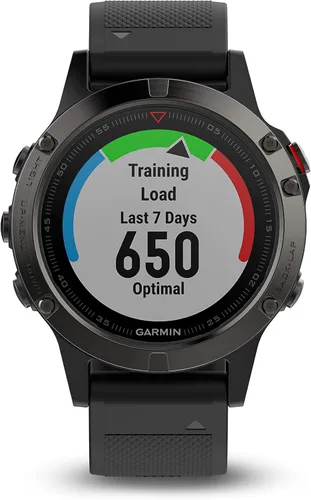 Vista 2 de Garmin fnix 5 Smartwatch Multisport GPS de alta calidad y robusto Reloj únicamente 47 mm Gris negro Slate Gray Black Band