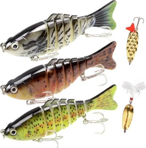 Juego de señuelos de pesca, señuelos de pesca para lubina, cebos de natación multiarticulados, hundimiento lento, señuelo duro, kits de aparejos de