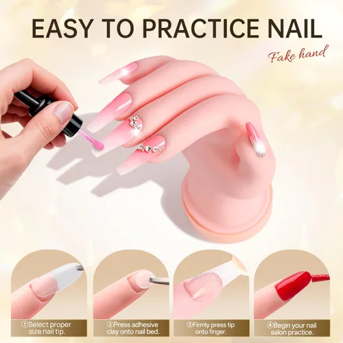 Vista 3 de AORAEM Manos de entrenamiento de uñas flexible suave práctica de plástico maniquí de mano puntas de arte entrenador de manicura práctica herramienta