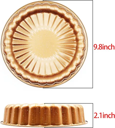 Vista 2 de Kundalini Charlotte - Molde para tartas de 10 pulgadas en forma de disco corrugado para boda, San Valentín, cumpleaños, fiesta