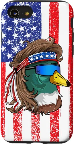 Vista 18 de iPhone 16 Duckoholic Mallard Duck American Flag Waterfowl Duck Hunting Case