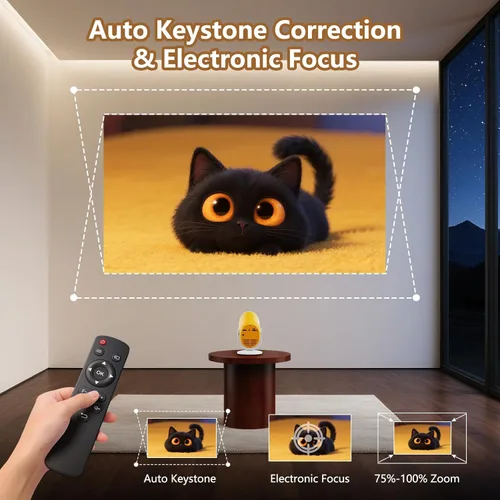 Vista 4 de Mini Proyector Portátil con WiFi y Bluetooth Proyector de Película Giratoria Proyectores LED Pico Electrónicos para Cine en Casa Compatible