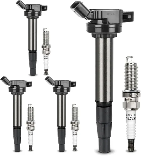 Vista 10 de Paquetes de bobinas de encendido UF549 y bujía doble de iridio 9029 compatibles con 2007-2019 Nissan Altima Versa Sentra Rogue Cube NV200 Pathfinder
