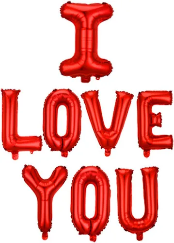 Globos del día de San Valentín con texto en inglés "I LOVE YOU" (I LOVE YOU), globos de aluminio rojo con texto en inglés "I Love You" para fiesta