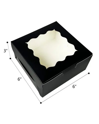 Vista 7 de Bakepacker 100 piezas Cajas Negras para Galletas 6x6x3 pulgadas Fácil Montaje Cajas de Pastelería Macarrones Cajas de Panadería con Ventana