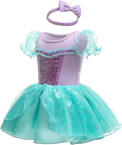 Vista 2 de IBAKOM Ropa de princesa para bebé niña + diadema trajes de verano para Halloween, Navidad, cumpleaños, fiesta