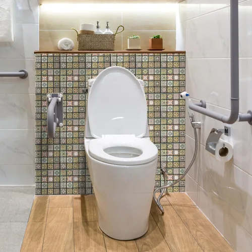 Vista 8 de Alwayspon 25 piezas de transferencias de azulejos de mosaico despegar y pegar para decoración del hogar, 4x4 pulgadas autoadhesivas impermeables