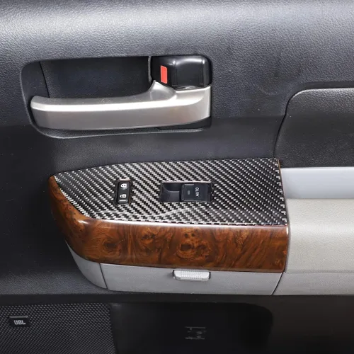 Vista 4 de 4 piezas de marco de interruptor de elevación de ventana de puerta de automóvil para Toyota Tundra 2007-2013 accesorios, cubierta de panel de botón