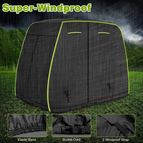 Vista 5 de Funda para carrito de golf de 2/4 pasajeros para EZGO, Club Car, Yamaha con tiras reflectantes, protección para todo tipo de clima, impermeable, a