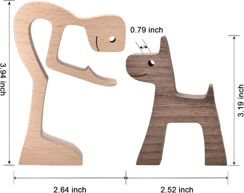 Vista 3 de Decoración de Acento Figura Decorativa de Madera para Hombre y Perro Regalo Acentos para el Hogar Hombres+perro 2