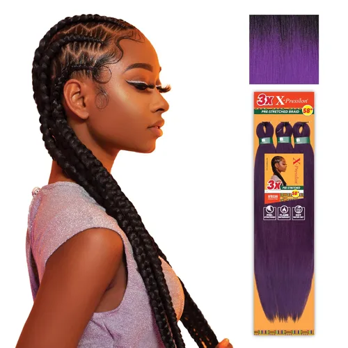 Vista 22 de Sensationnel X-Pression - Trenzas prestiradas, 3 unidades, 58 pulgadas, paquete de 1 unidad, 1B