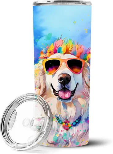 Vista 142 de Caroline's Treasures Siberian Husky Hippie Dawg - Vaso delgado de acero inoxidable al vacío de doble pared reutilizable, vaso aislado para café