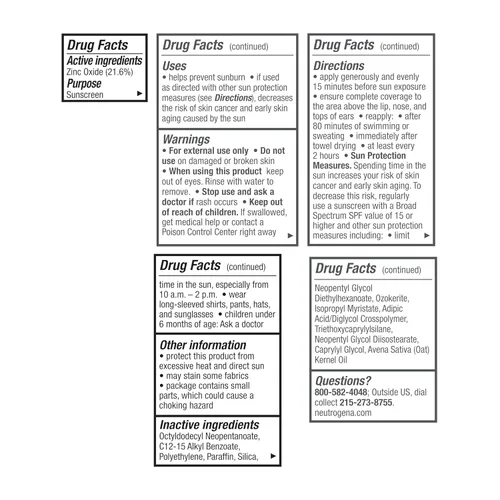 Vista 5 de Neutrogena Sheer Zinc - Barra de protector solar para niños, amplio espectro SPF 50 para cara y cuerpo, fórmula mineral hipoalergénica, resistente
