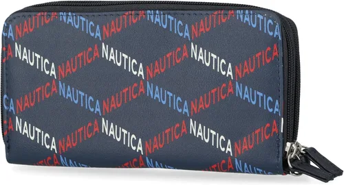 Vista 4 de Nautica On The Double Zip Around - Cartera de embrague de piel vegana para mujer con correa de muñeca, En las olas, Pequeña