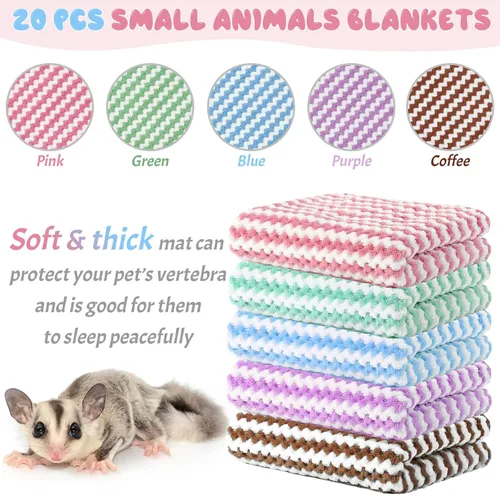 Vista 3 de Moukeren 20 piezas de mantas de forro polar para cobayas, ropa de cama a granel lavable, forro de jaula de forro polar para animales pequeños, paño