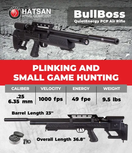 Vista 2 de Hatsan BullBoss QE Rifle de aire con Wearable4U incluido 100x objetivos de papel y pellets de plomo