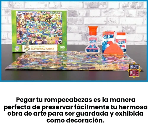 Vista 3 de MasterPieces – Pegamento para rompecabezas con esparcidor de plástico ancho, fácil de aplicar, se seca rápido y transparente, protege rompecabezas