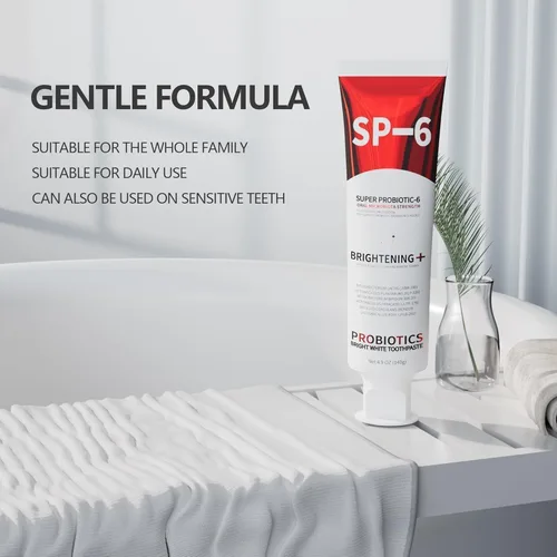 Vista 3 de SP-6 Pasta dental blanqueadora probiótica - Fórmula mejorada con 6 probióticos para blanquear los dientes y la salud de las encías - Seguro