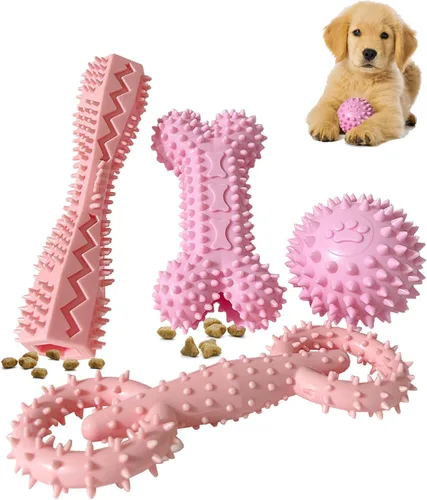 Vista 8 de Paquete de 4 juguetes de dentición para cachorros de 0 a 6 meses, juguetes masticables para dentición, lindo juguete para perros pequeños, juguete