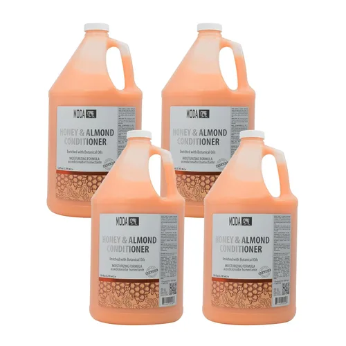 MODA - Acondicionador hidratante para todo tipo de cabello, aroma a miel y almendras, 1 galón (128 onzas líquidas), paquete de 4, fórmula