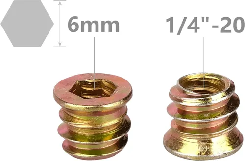Vista 3 de Anwenk - Paquete de tornillos para muebles, 40 unidades, de 1/4 pulgadas -20 x 15 mm, tornillo de tuerca, roscado, para muebles de madera