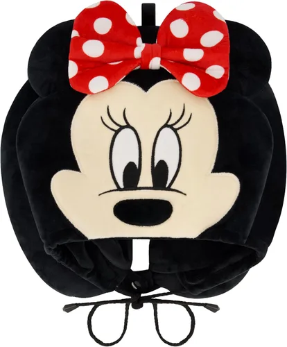 FUL Disney Minnie Mouse - Almohada de cuello con capucha y orejas 3D, accesorios de viaje para avión, automóvil y oficina, cómoda y transpirable,