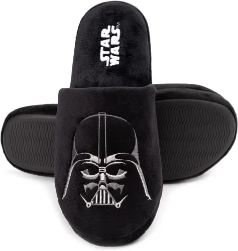 Vista 3 de STAR WARS Pantuflas para hombre Darth Vader Dark Side Poliéster Zapatos para casa, Negro