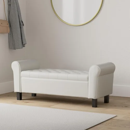 Vista 2 de Babion Banco de almacenamiento para el extremo de la cama, banco otomano de almacenamiento con botones copetudos, 51 pulgadas, banco